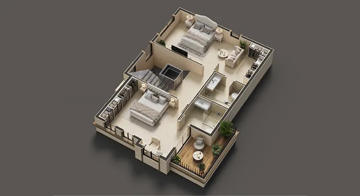 2 BHK floor plan